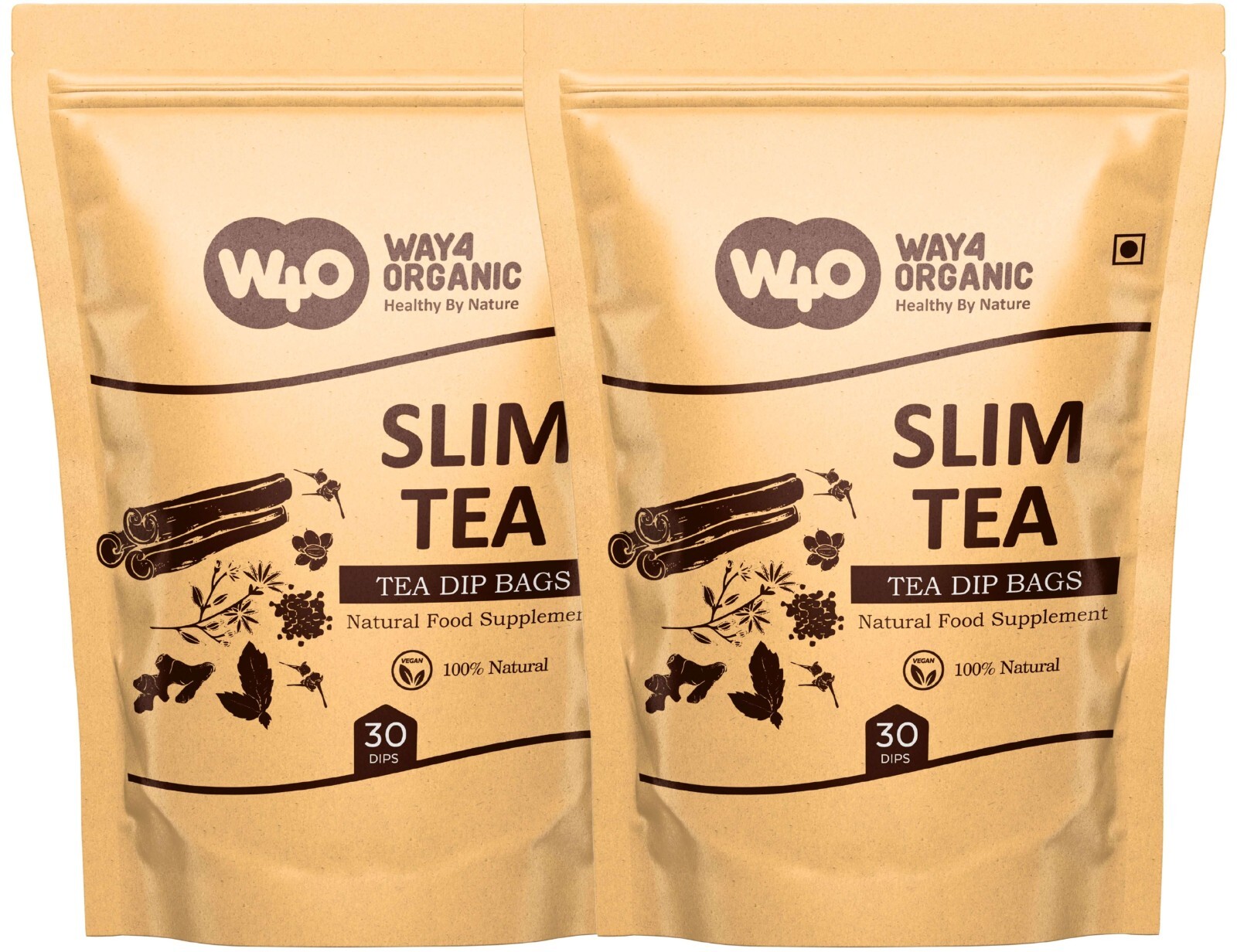 Herbal Slim Tea, One Tea with 18 Herbs, Cleanse and Detox, 30 Tea Bags(2 Packs)