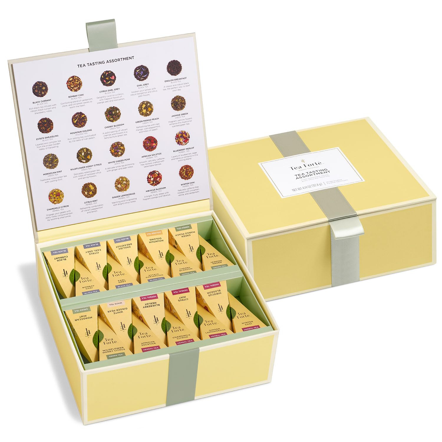 Premium Tea Chest Presentation Box Gift Set Sampler, 40 Count Individually Wrapp