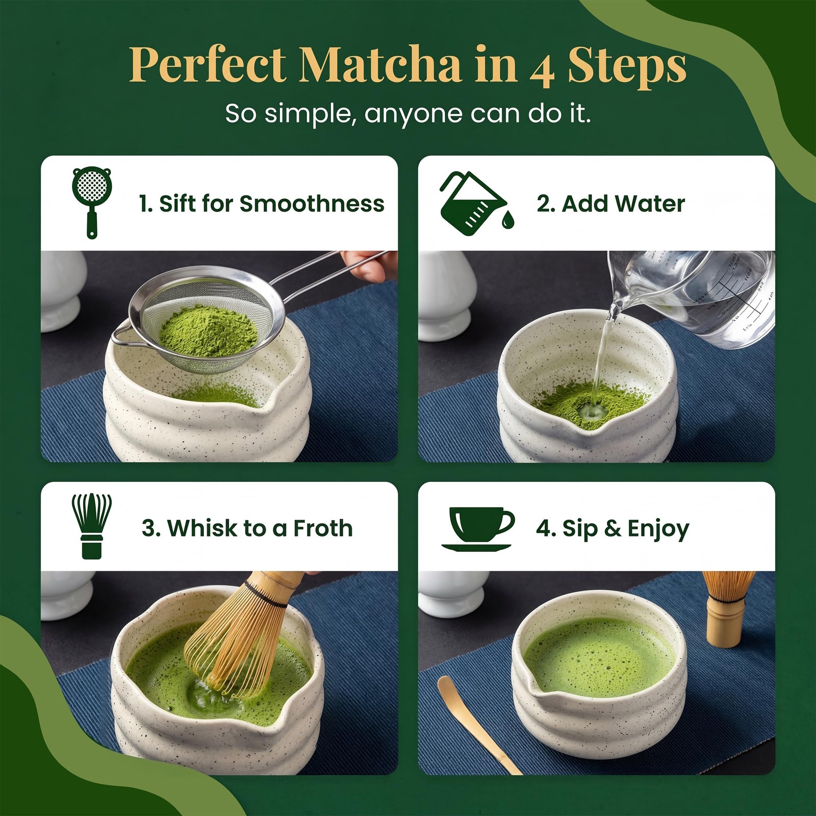 ® PREMIUM 11pcs MATCHA WHISK SET – Professional Matcha Kit Set with Matcha Bo…