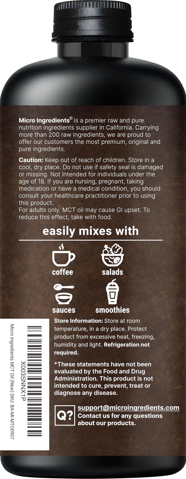 MCT Oil Organic, 32 fl oz |100% Virgin Coconut with C8 + 32 (Pack of 1)
