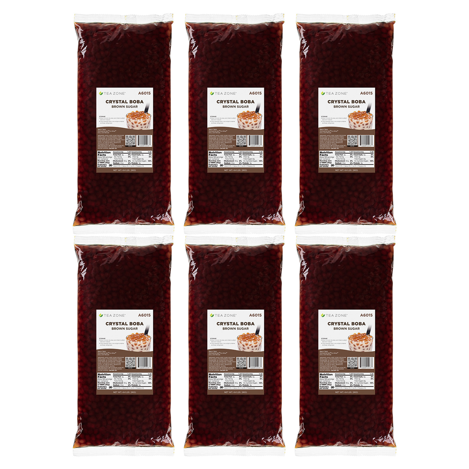 Tea Zone Crystal Boba, Brown Sugar, (6 bags/case), Main material for Boba Tea