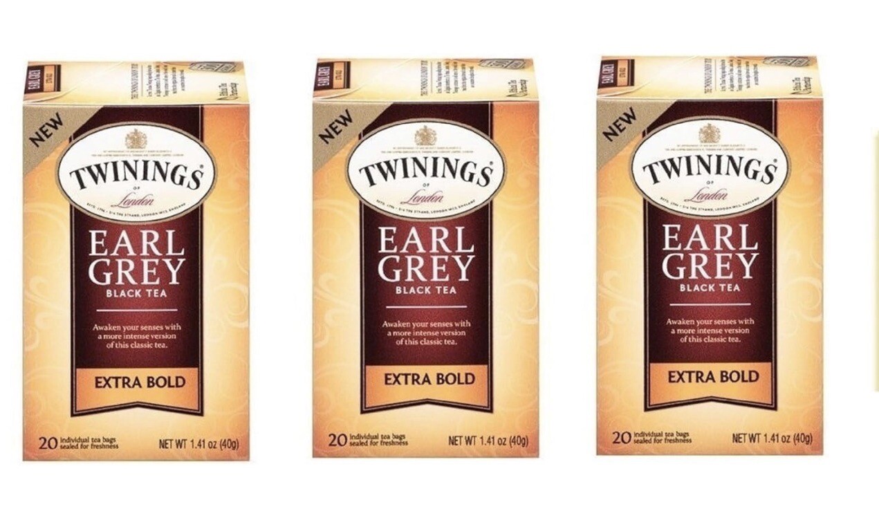 Twinings Earl Grey Tea Extra Strong Black tea. Caffeinated Tea Bags. 20 count.
