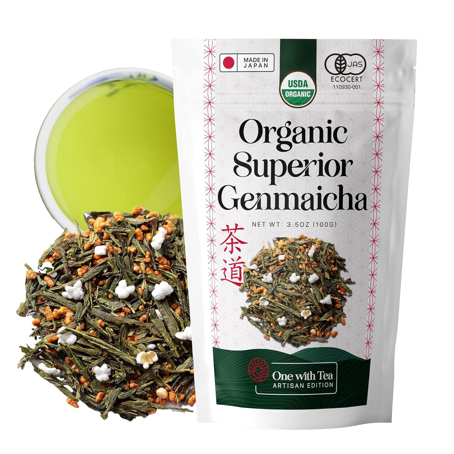 Organic Japanese Genmaicha with Matcha Green Tea Loose Leaf – Premium Whole Leaf