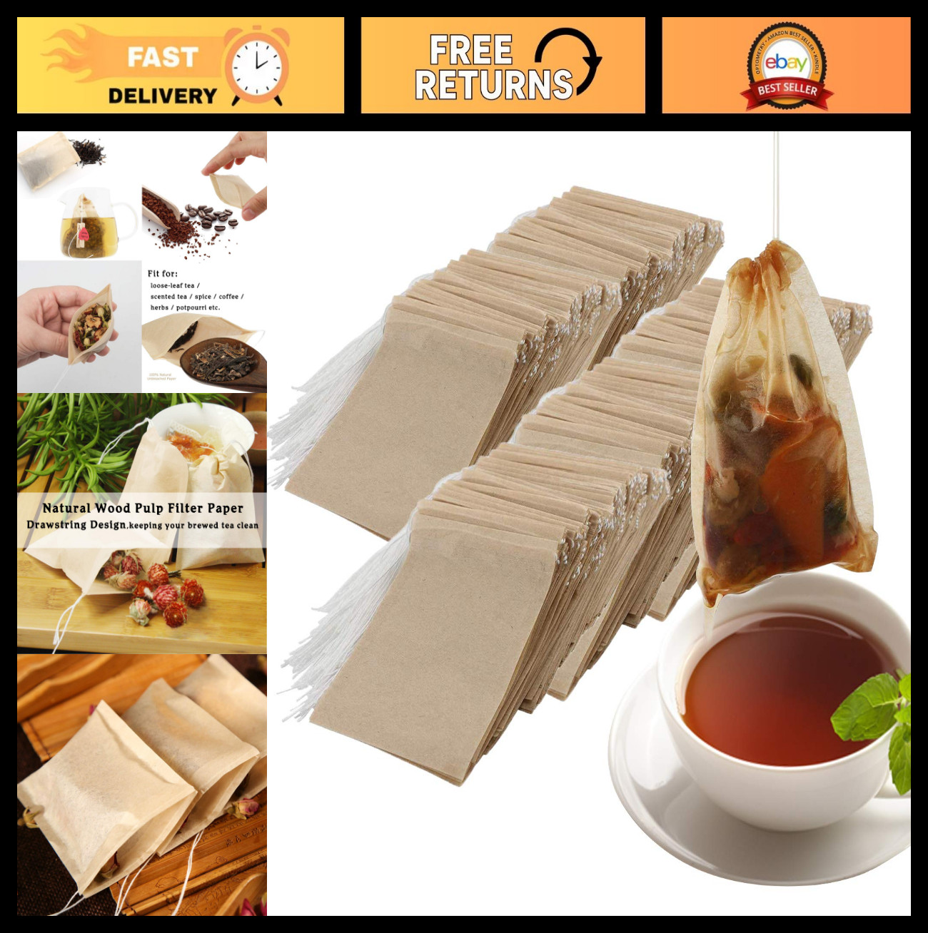 600 Pcs Disposable Tea Bags with Drawstring – Empty Tea Filter Bags for Loose Le