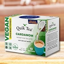 QuikTea Instant Vegan Turmeric Ginger Chai Tea Latte – 10 Count, earthy