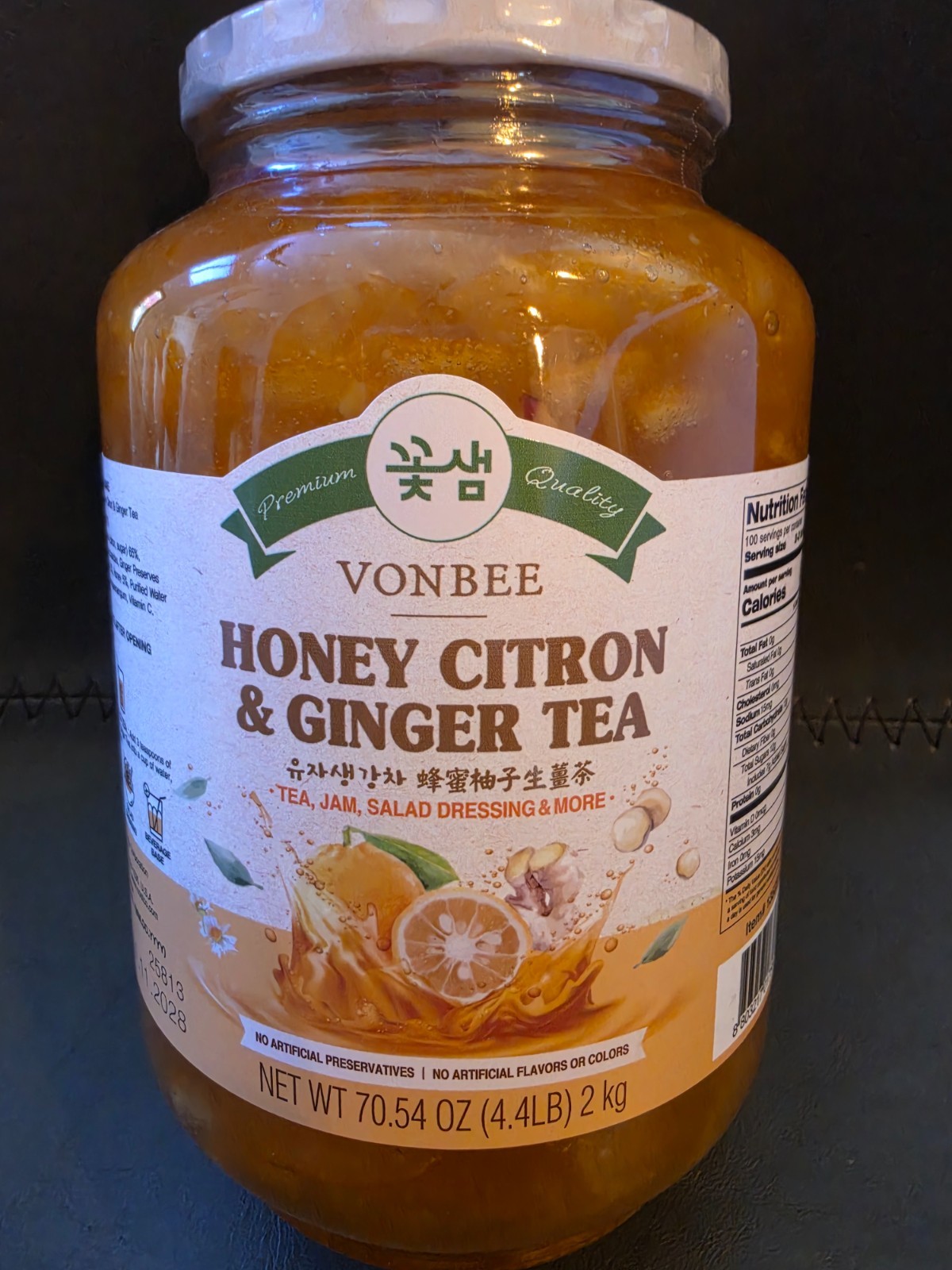 1 JAR VONBEE HONEY CITRON & GINGER TEA 4.4 Lb
