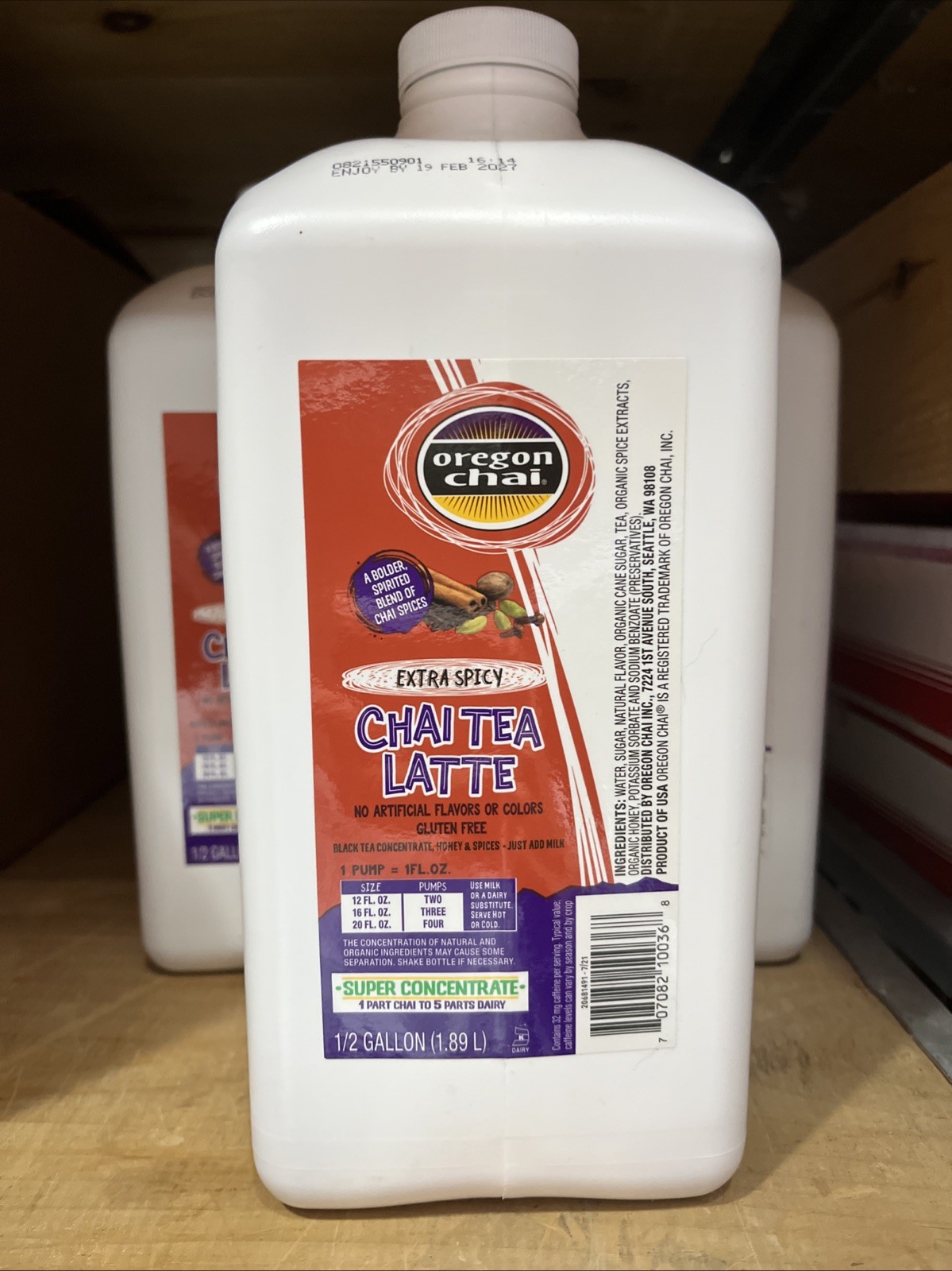 Oregon Chai Extra Spicy Chai Tea Latte Bold Concentrate 64 oz – Half Gallon