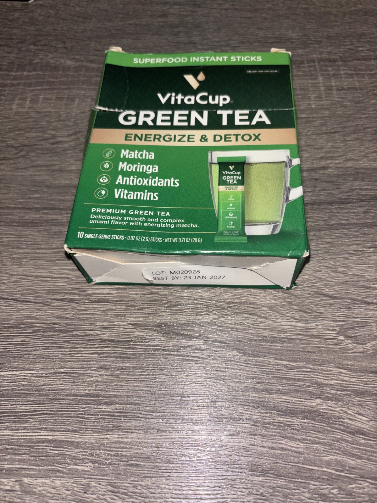 VitaCup Green Tea Instant Packets, Enhance Energy Detox with Matcha, Moringa…
