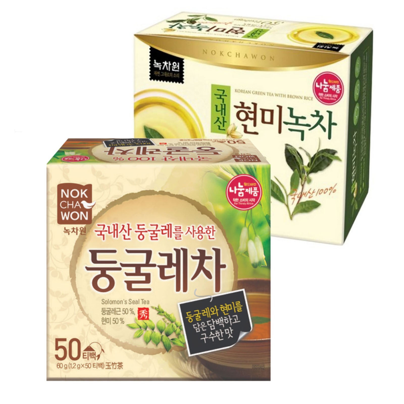 Korea Nokchawon Solomon’s Seal tea+ Brown Rice Green Tea 100 T bag