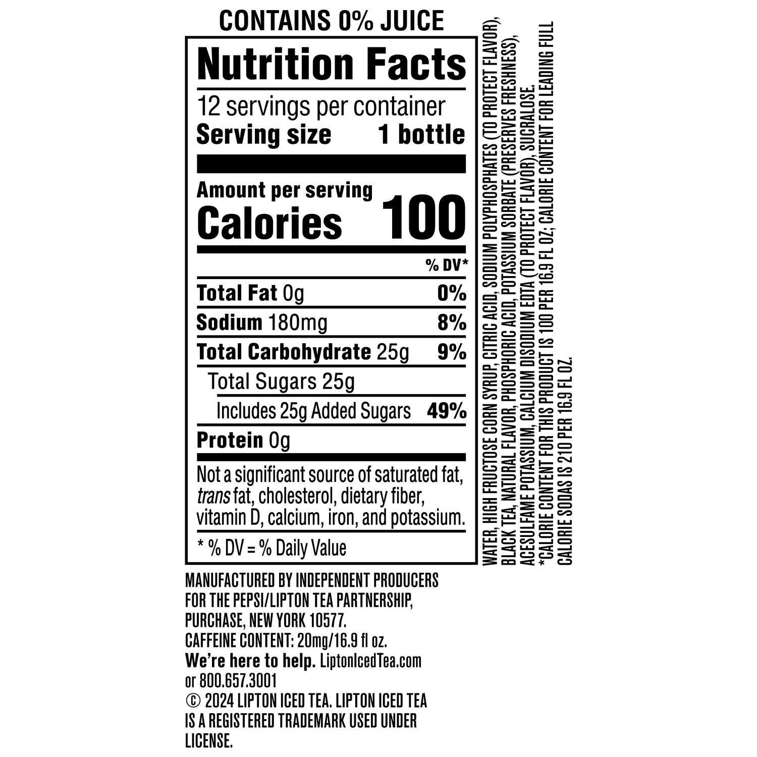 Pack of 12 Peach Iced Tea Bottles 202.8 Fluid Ounces Allergen Free Drink