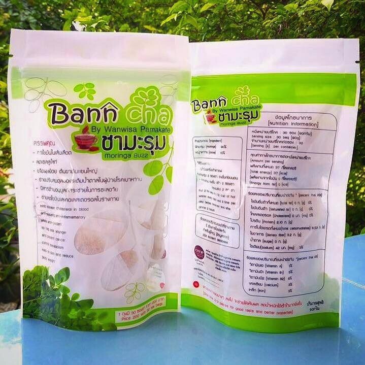 6xTea Moringa Buzz Herb Health Natural Bann Cha (30 Small Tea bag/ Package) 90g