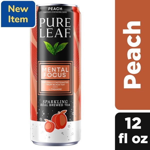 Pure Leaf Peach Sparkling Real Brewed Tea 12oz 12 Pack Cans Beverage
