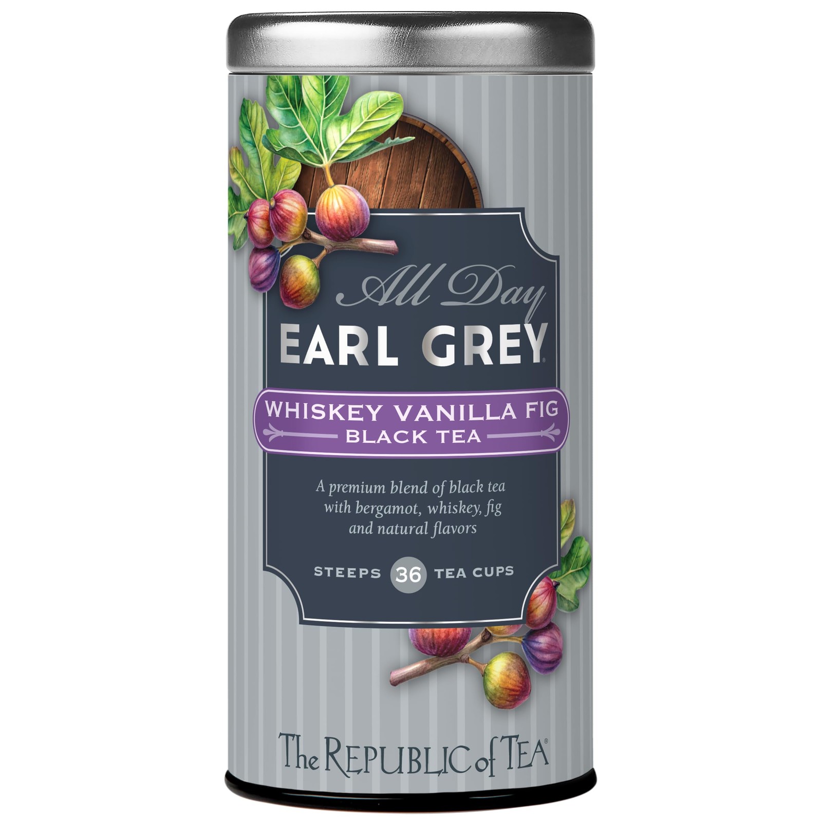 – All Day Earl Grey Whiskey Vanilla Fig Black Tea, Naturally Caffeinated, 36 …