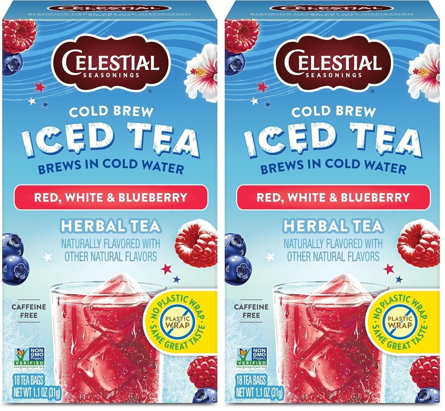 Cold Brew Red, White & Blueberry Iced Tea Bags 18 tea bags Pack of 2