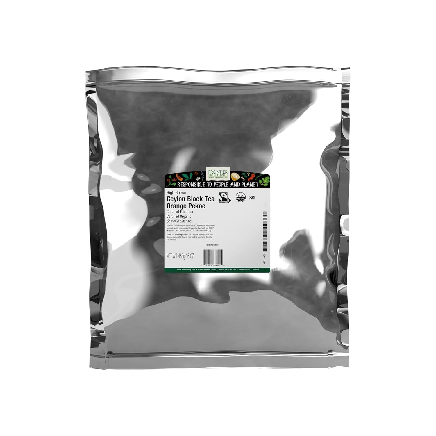Frontier Co-Op Organic Ceylon Black Tea, 1-Pound Bulk, High-Grown Orange Pekoe,