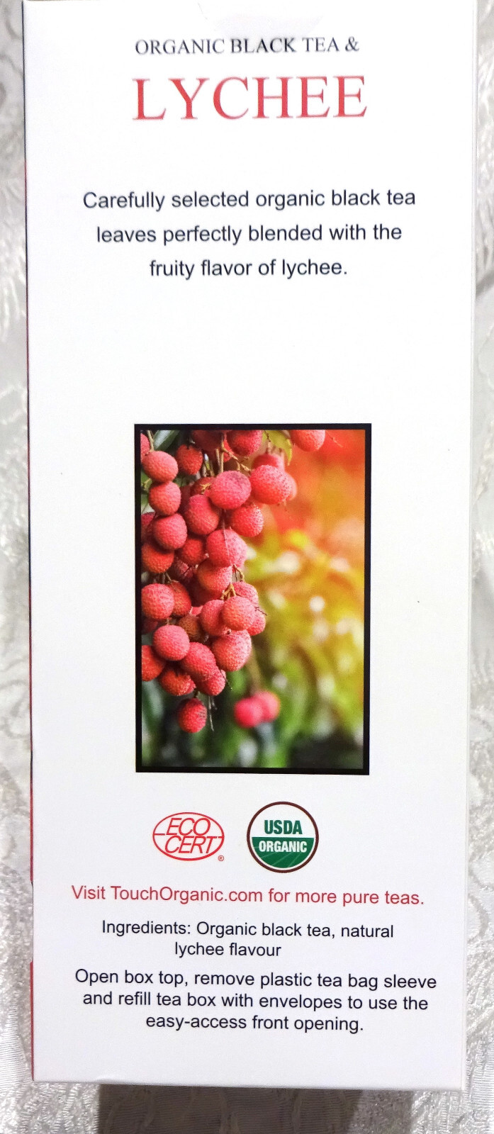 Touch Organic LYCHEE BLACK Tea Bags, 40 Bags, 2.5 oz