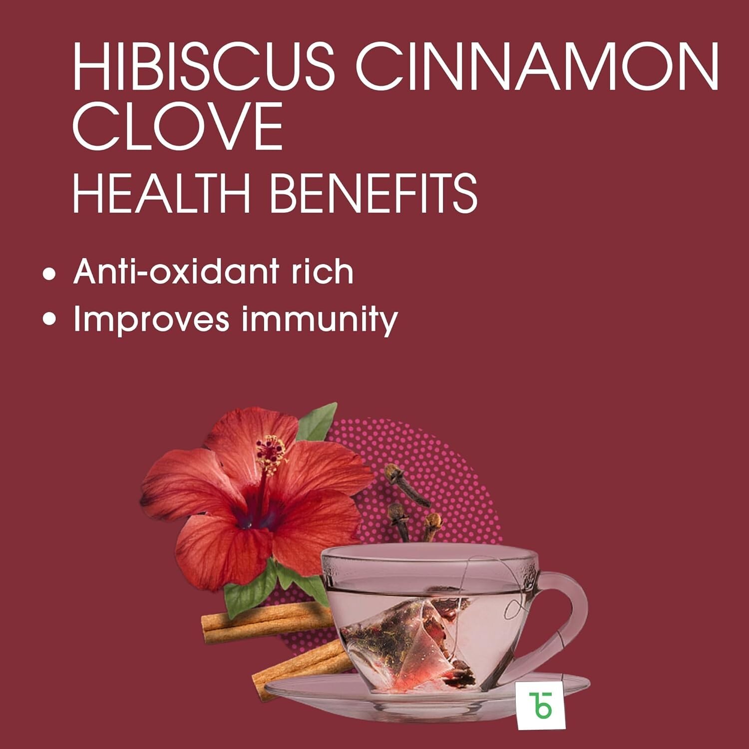 100% Organic Hibiscus Cinnamon Clove Green Tea Bags – 100 pcs of Pure Luxury