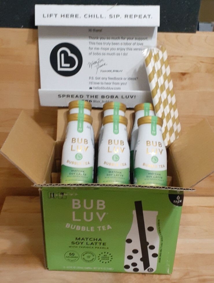 REDUCED! BUB LUV BUBBLE TEA MATCHA SOY LATTE 6 pack Bottles w/tapioca Pearl’s