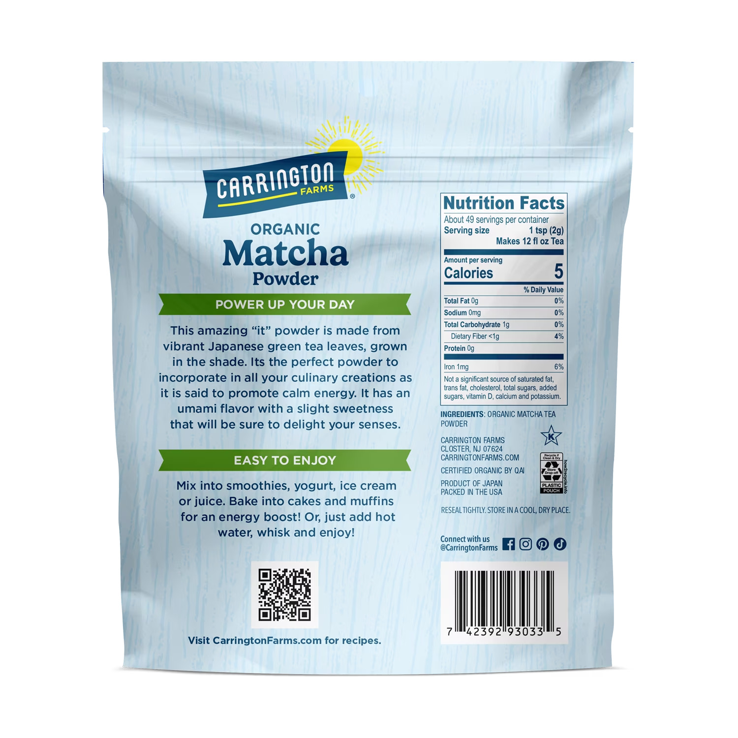 Carrington Farms Organic Matcha Green Tea Powder, 3.5oz