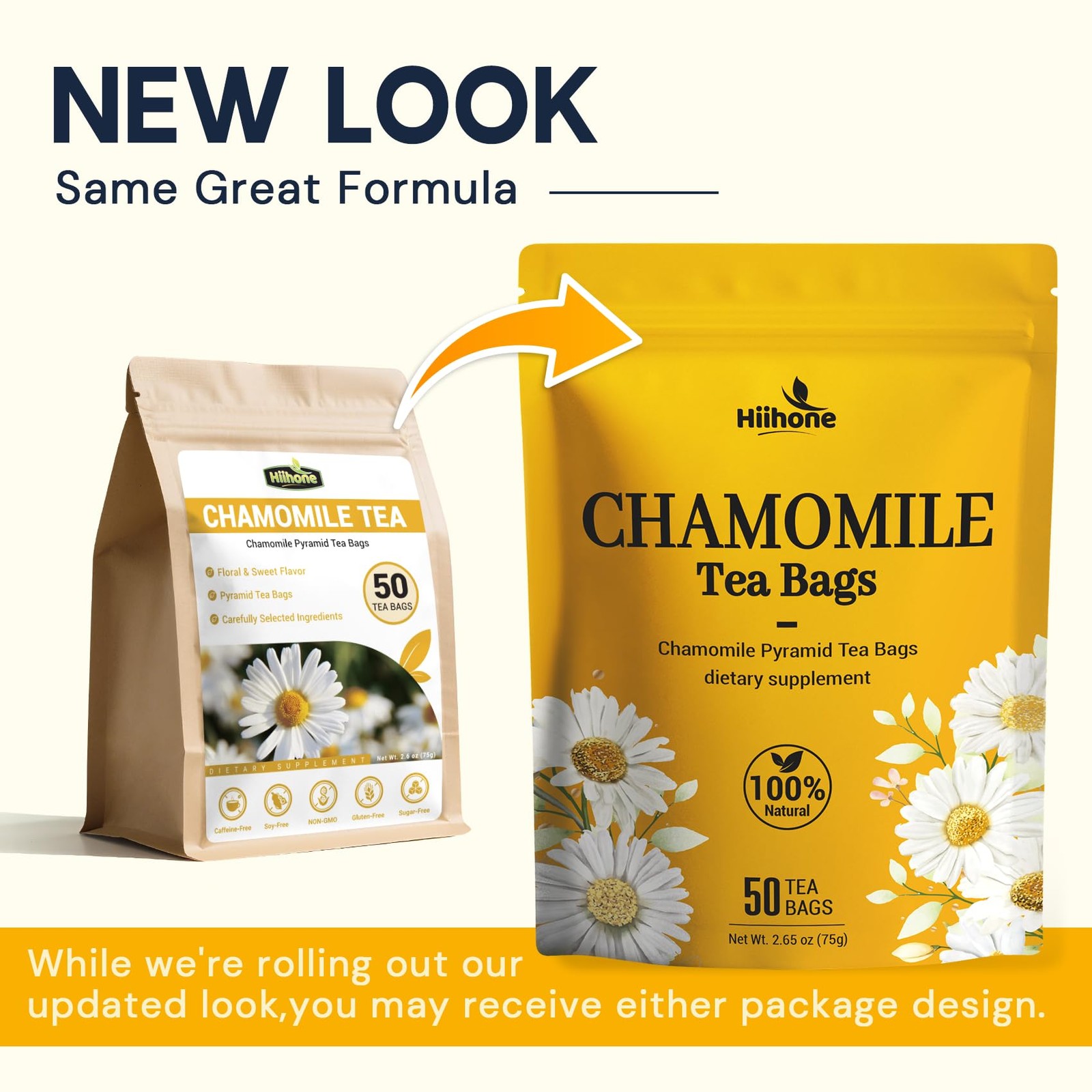 Chamomile Tea Bags, Chamomile Flower Herbal Tea SugarFree, CaffeineFree, 50 …