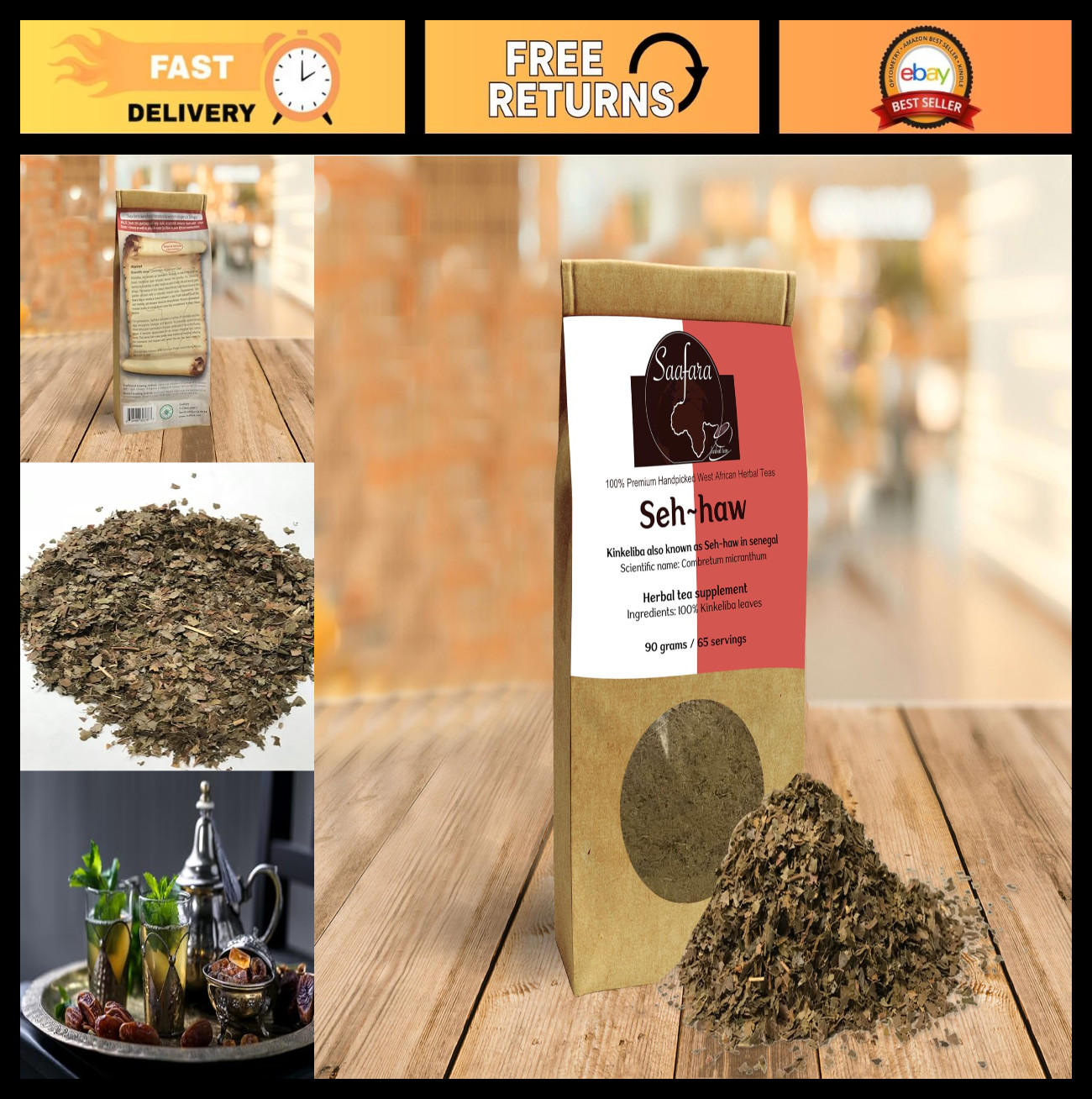 Kinkeliba Tea – 180g (2 Packs of 90g) Herbal Detox Drink, Natural Wellness Tea