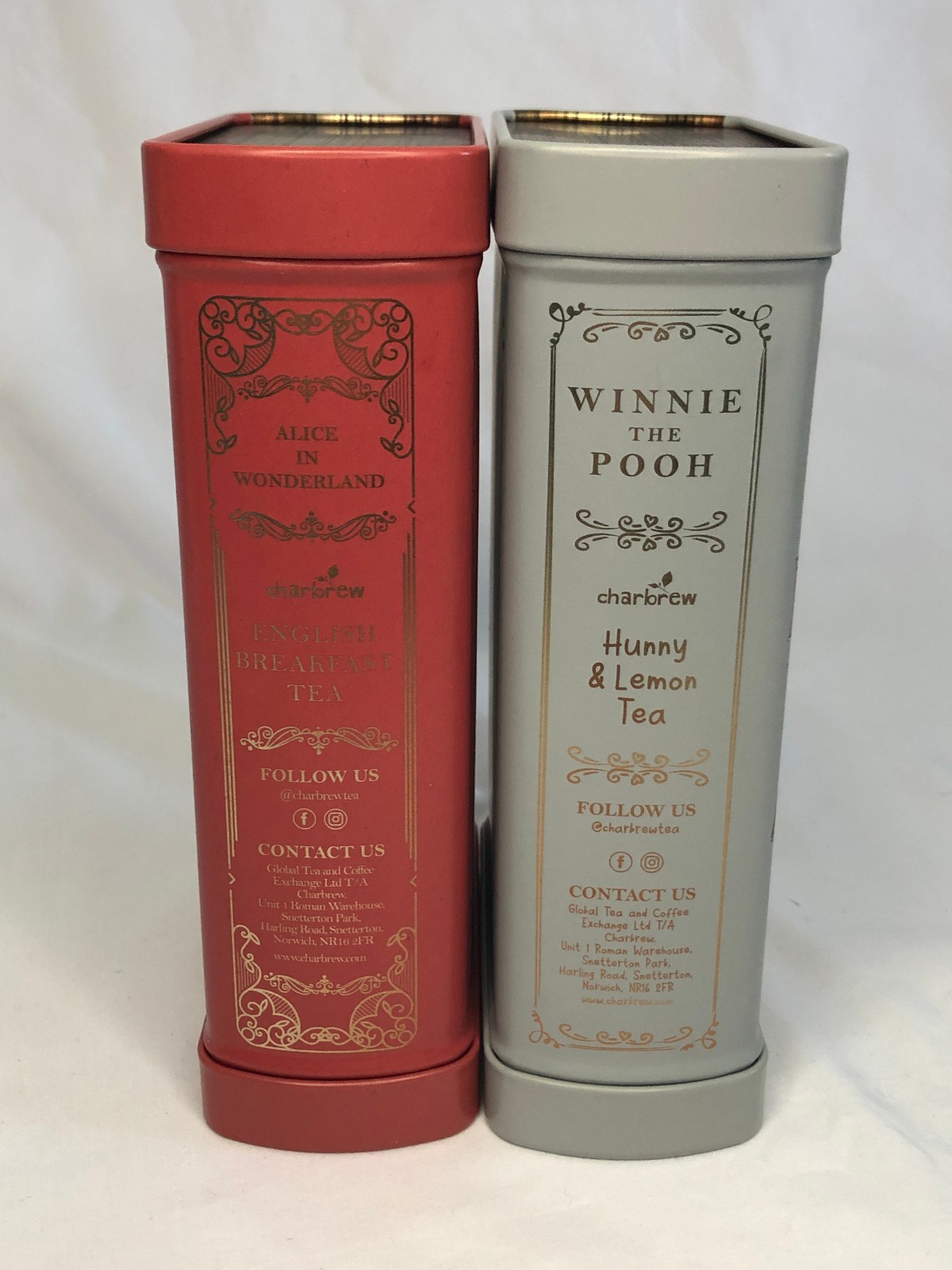 NEW Charbrew Alice & Winnie the Pooh Book Tea Tin 60ct Eng Breakfast Honey Lemon