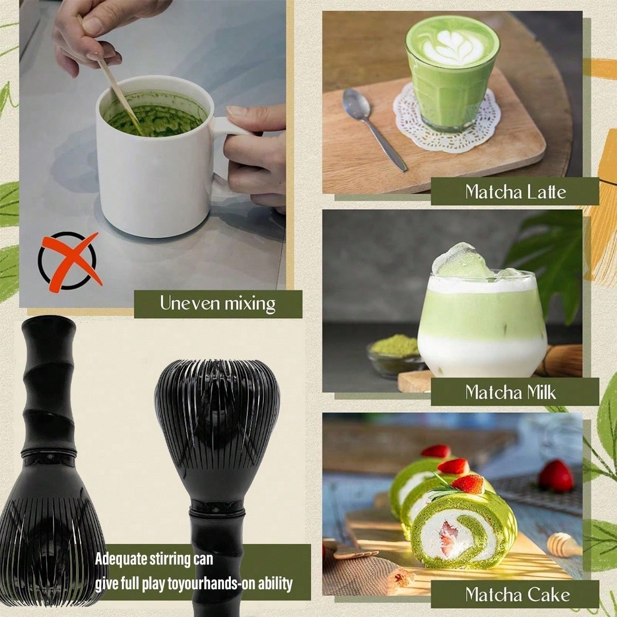 Matcha Whisk Reusable Resin Matcha Whisk Chasen Dishwasher Stirrer Matcha