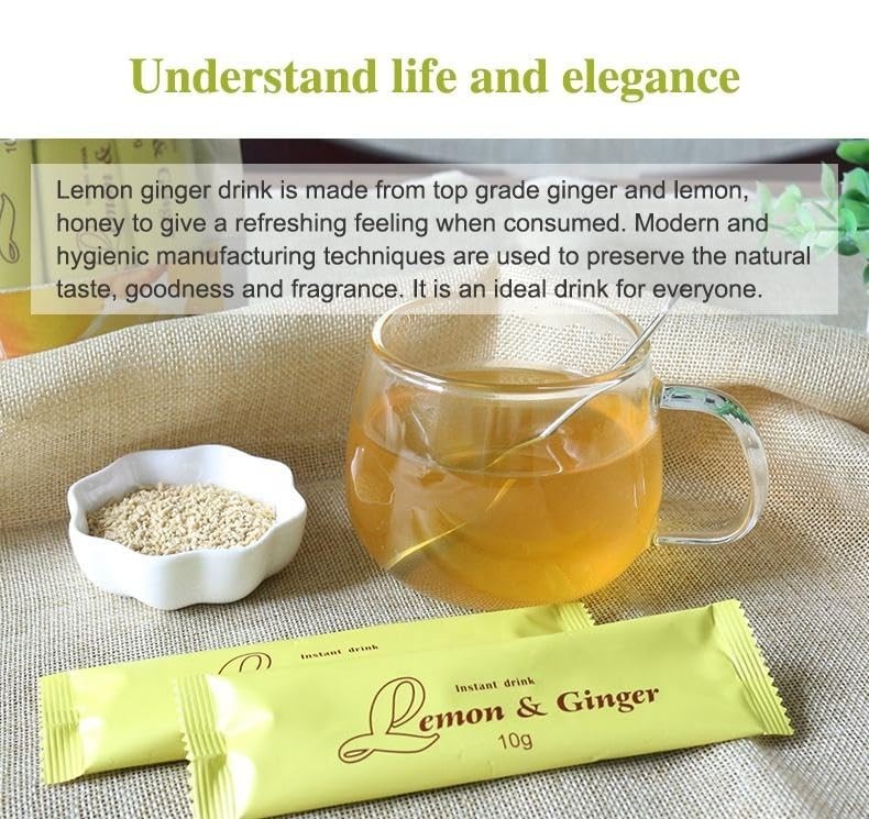 Lemon Ginger Herbal Tea, Honey Flavor Caffeine-Free Natural Inflammation Support
