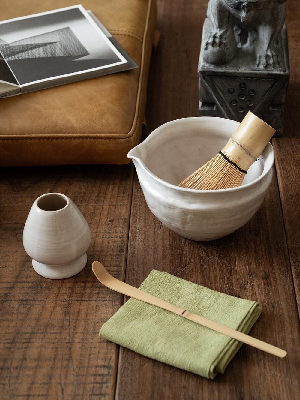 Japanese Matcha Whisk Set 6-Pcs with 500ml Ceramic Bowl, Bamboo Chasen – Matcha