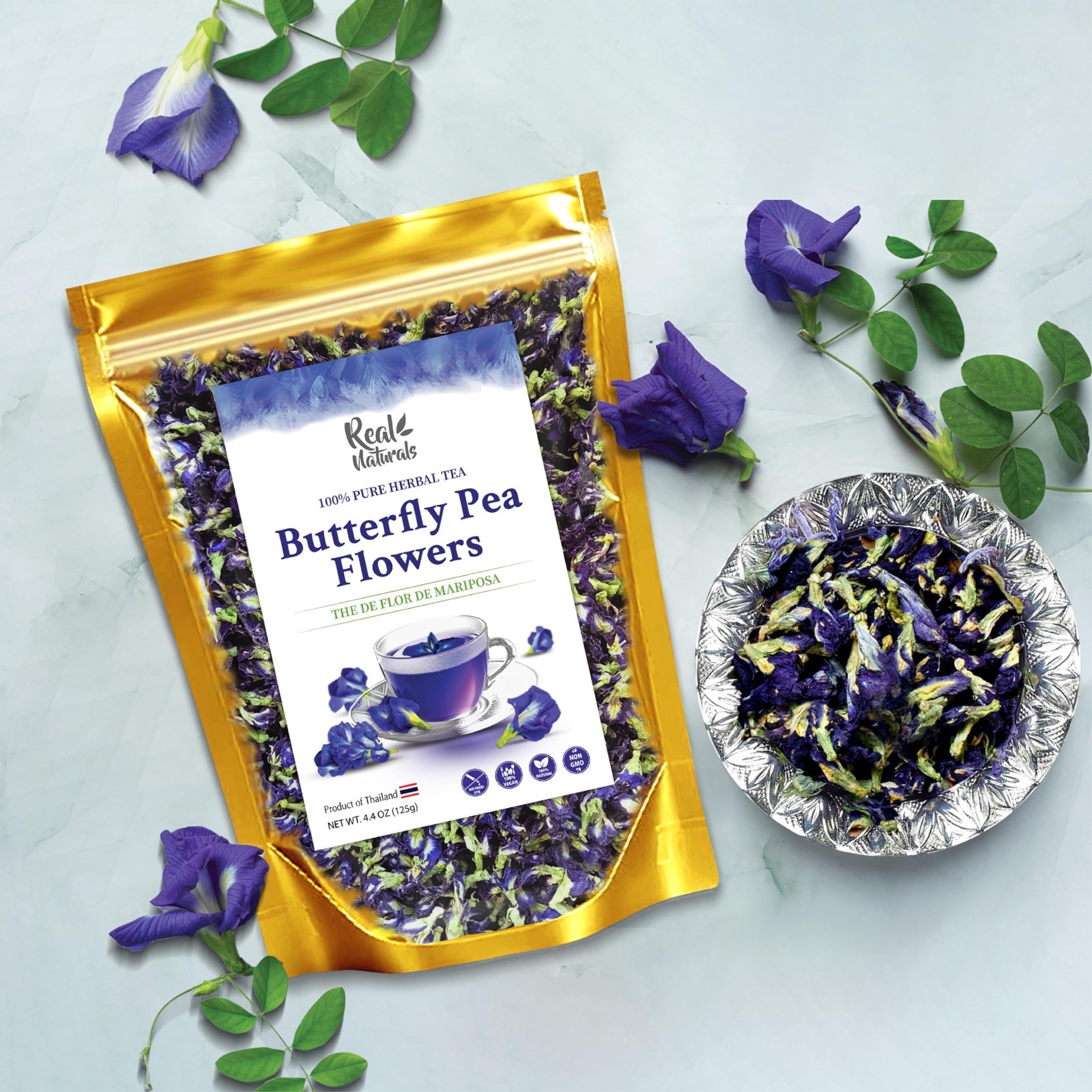 Loose Leaf Butterfly Pea Flower Tea – 375+ Cups, Dried Blue Tea, 4.4 Oz