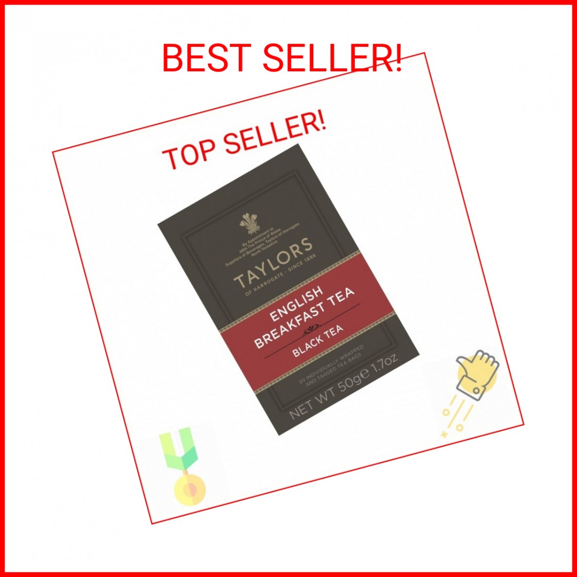 Taylors of Harrogate English Breakfast, Black Tea, Individually Wrapped Bags, 20