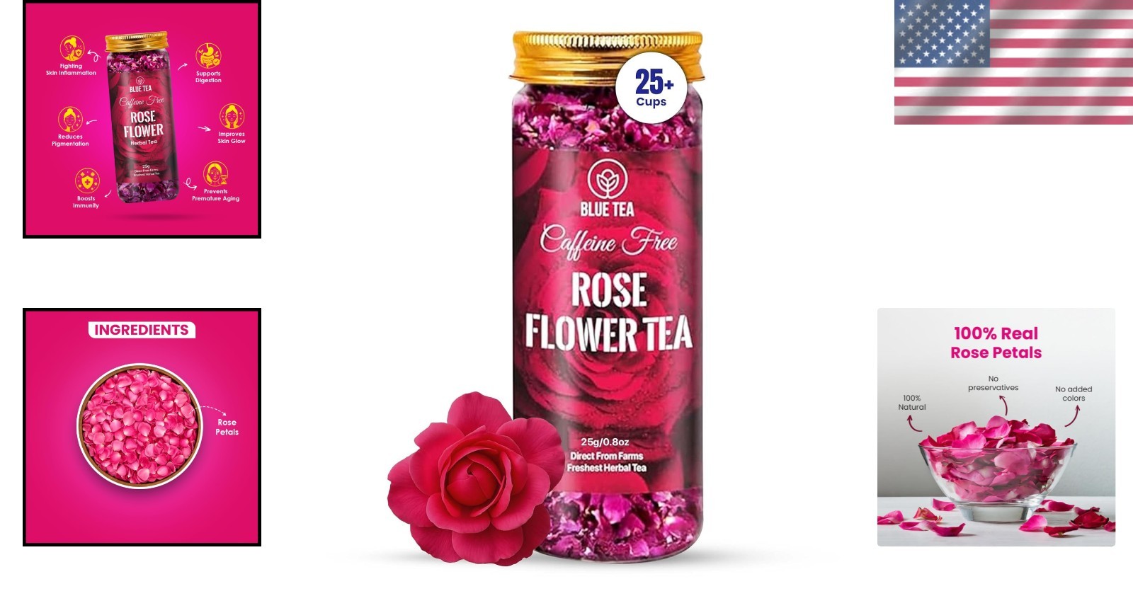 Relaxing Rose Tea – 0.88 Oz Loose Leaves | Vitamin C Rich & Sustainable Farming