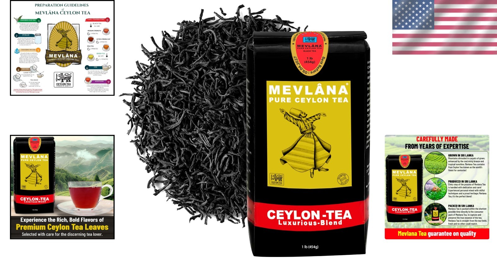 Pure Ceylon Loose Leaf Black Tea 1lb OP1 | Hand-Picked Sri Lankan Blend