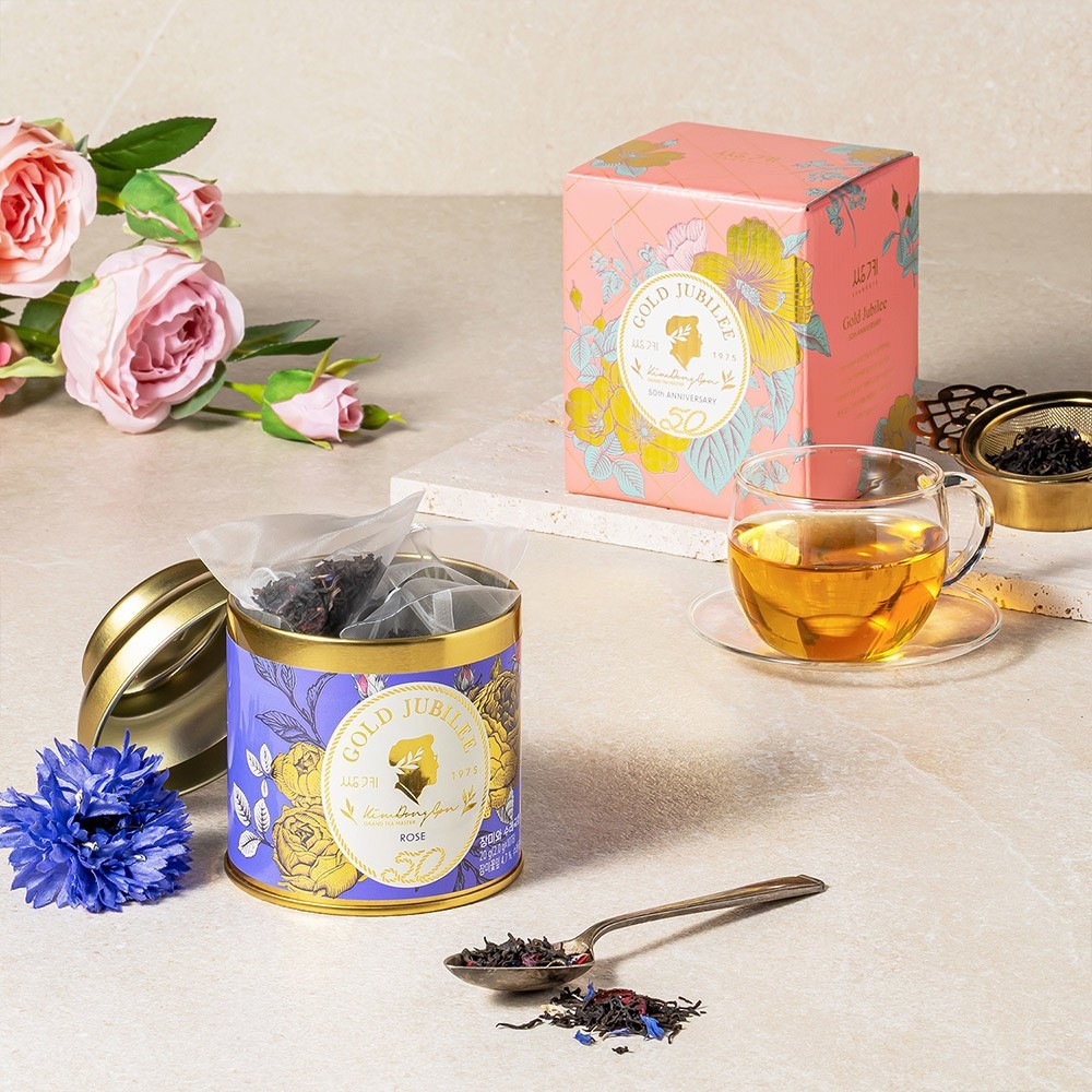 Korean Rose Cornflower Ceylon Tea 10 pyramid tea Bags Gold Jubilee Premium