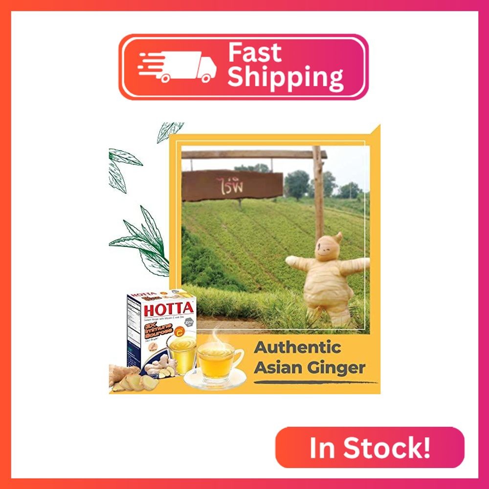 HOTTA Instant Ginger Drink With Zinc & Vitamin C Hot or Cold No Sugar Caffeine F