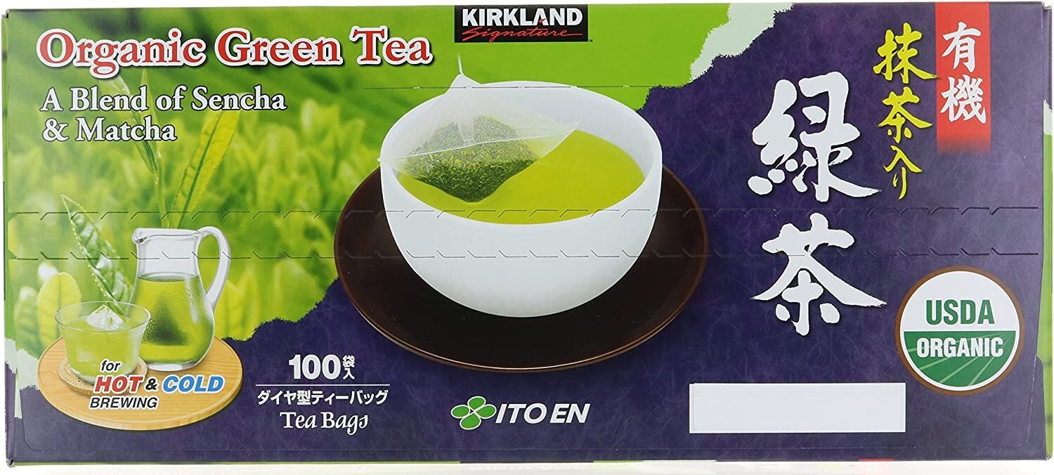 2-PACK Kirkland Organic Japanese Green Tea, Blend Sencha & Matcha 100 bag each