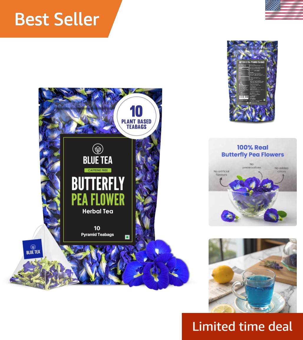 Natural Butterfly Pea Flower Herbal Tea – 10 Count for Relaxation & Wellness