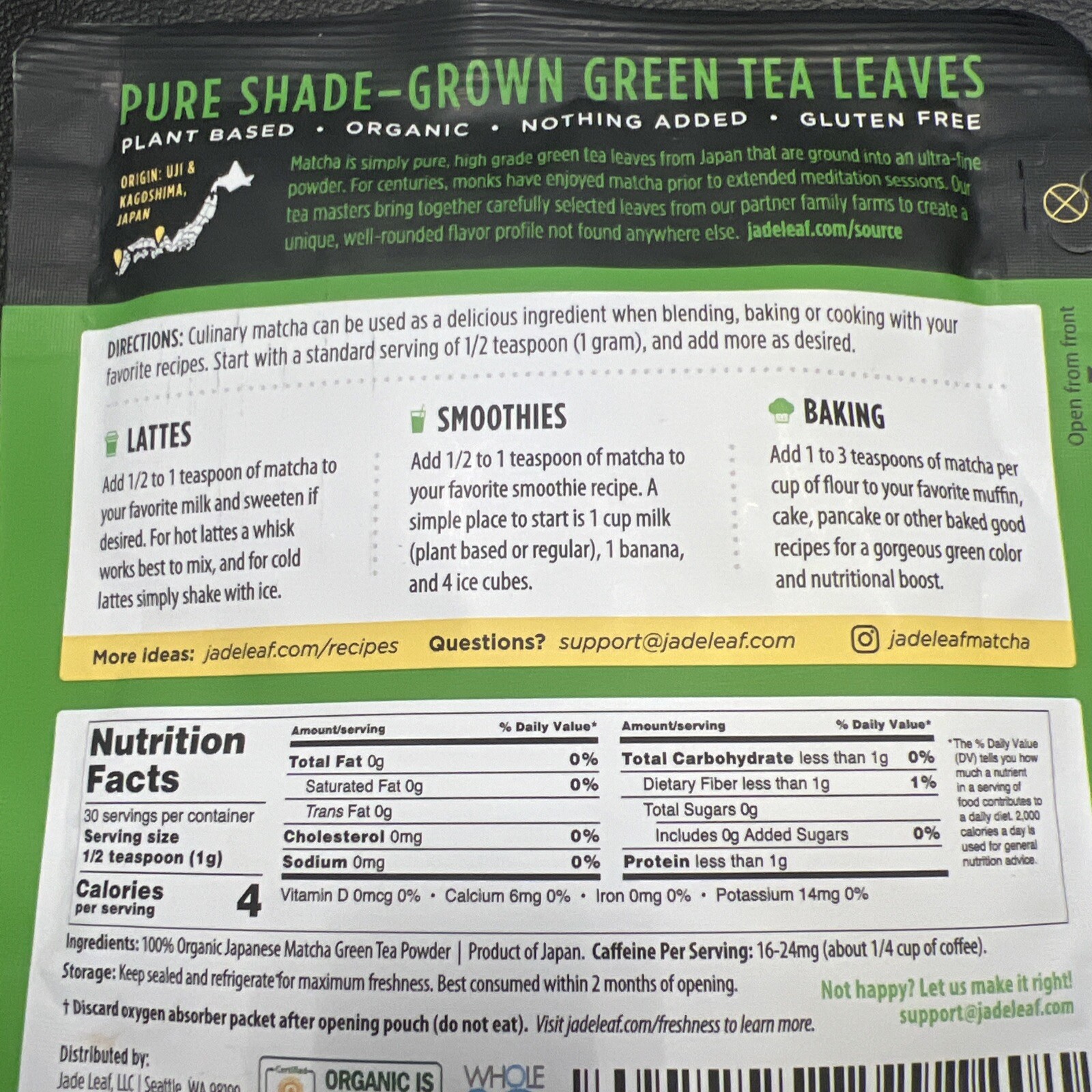2x Jade Leaf Organic Matcha Green Tea Powder Japanese Origin Premium 1.06oz