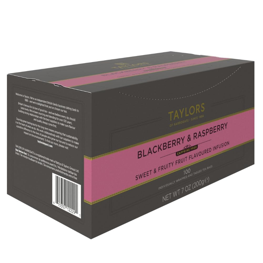 Blackberry & Raspberry, Herbal Tea, Individually Wrapped Bags, 100 Count (Pack o