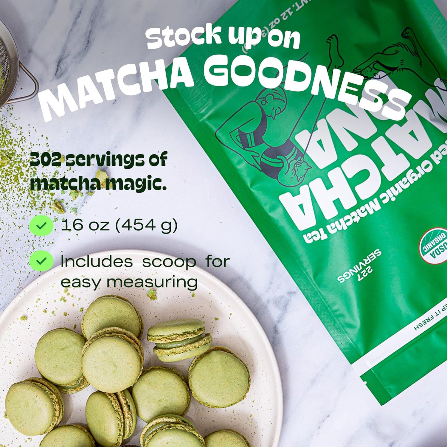 Matchadna Organic Culinary Matcha Green Tea Powder 16 Oz