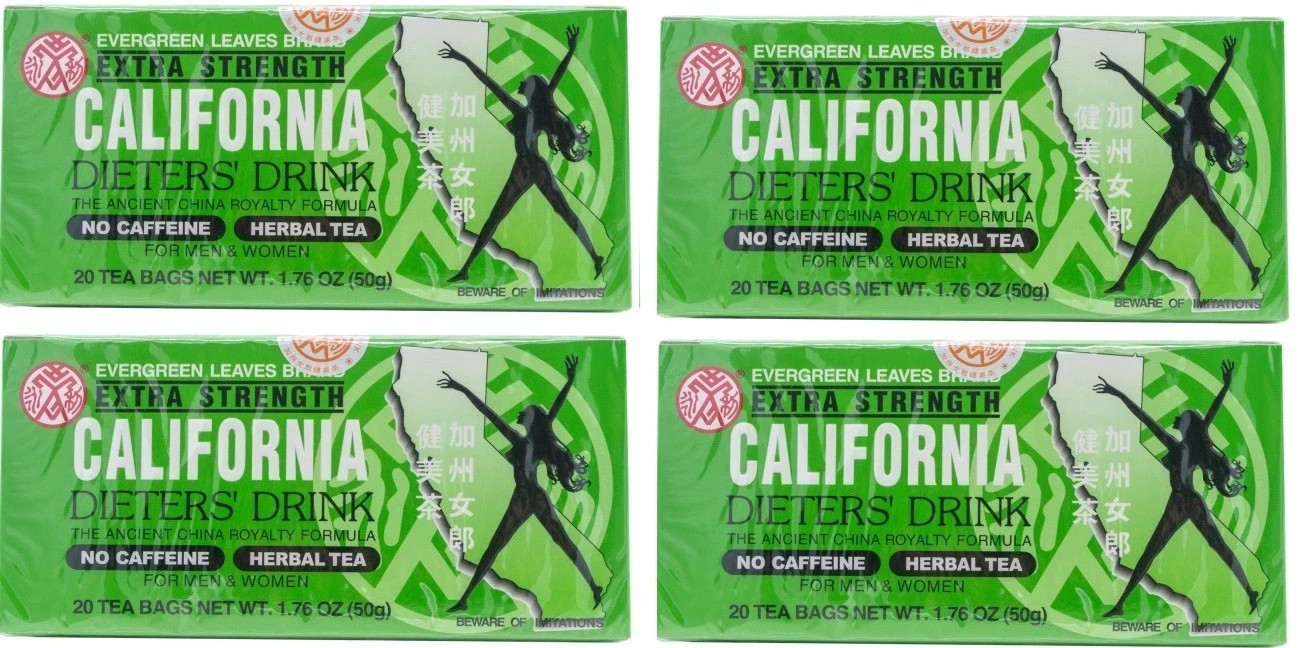 4 BOXES CALIFORNIA DIETERS’ DRINK EXTRA STRENGTH TEA 1.76 OZ (20 Tea Bags Each )