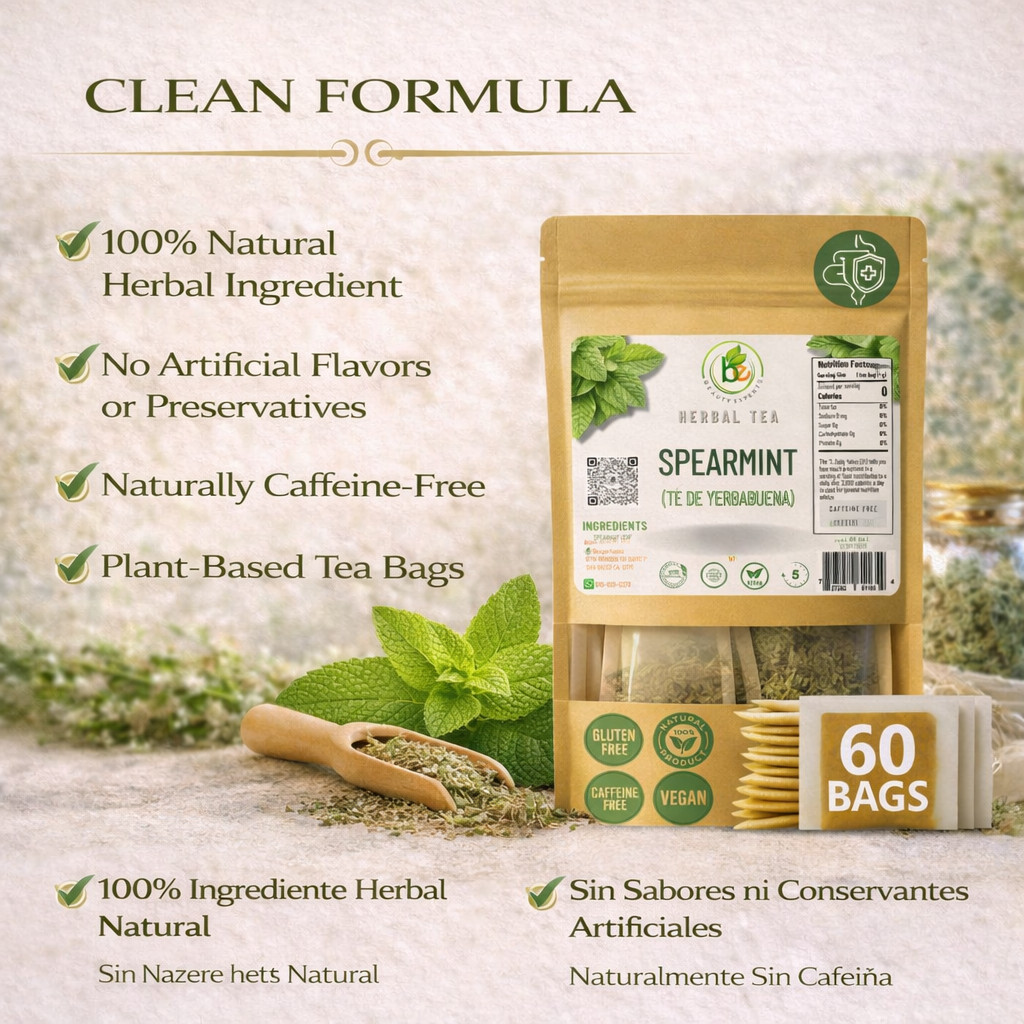Yerbabuena Té (Spearmint Tea) – 60 Tea Bags – 100% Natural, Vegan, Herbal – Glut