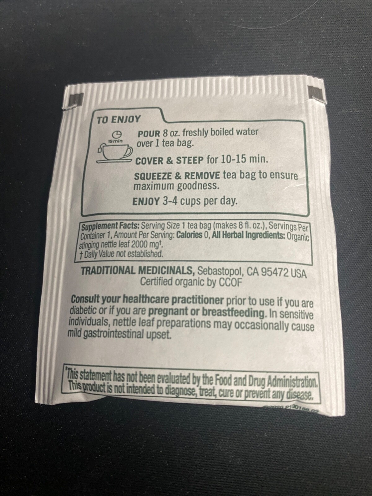 Traditional Medicinals Tea Bags Organic Nettle Leaf -60 Ct -.40 Cents per bag