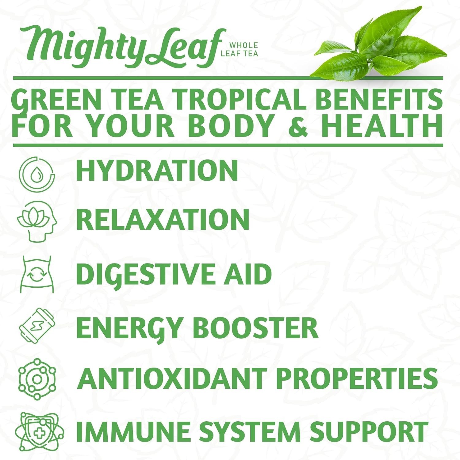 Green Tea Tropical – 100 Count Whole Leaf Green Tea Bags – Pyramid Sachets wi…