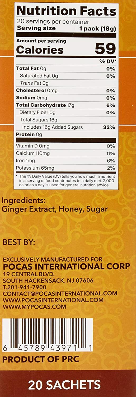 Pocas Honey Ginger Tea original Instant Honey Ginger Tea Made with Real Ginger