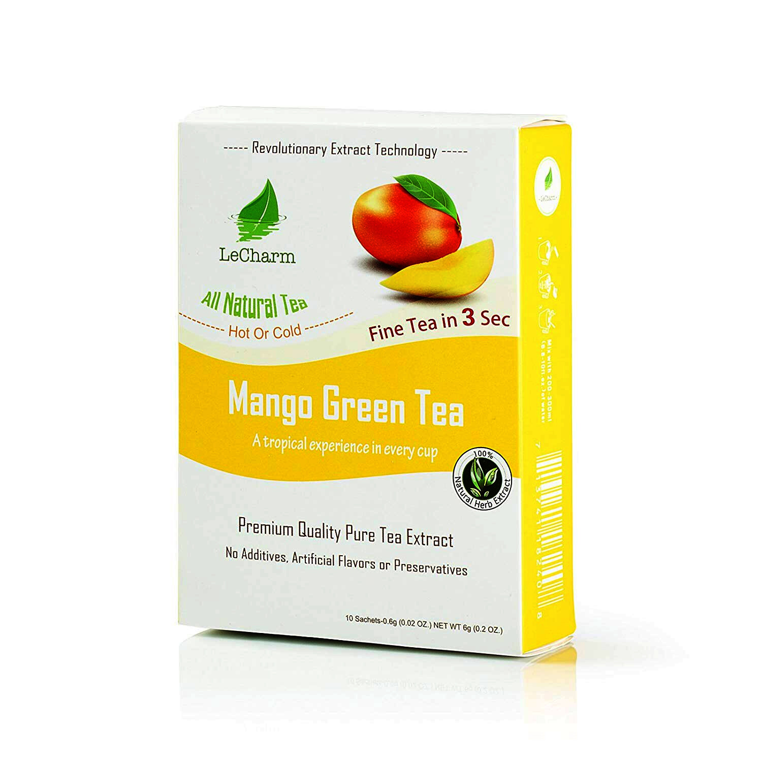 Premium 100% Natural Mango Organic Green Tea Sugar Free (10 Sachests)