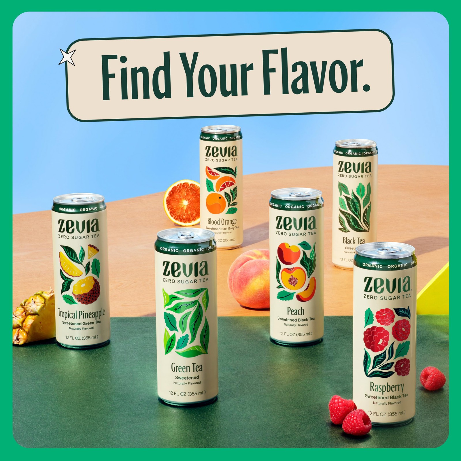 Zevia Zero Sugar Tea, Green Tea, 12 oz Cans 12Pack – Naturally Sweetened, Zer…