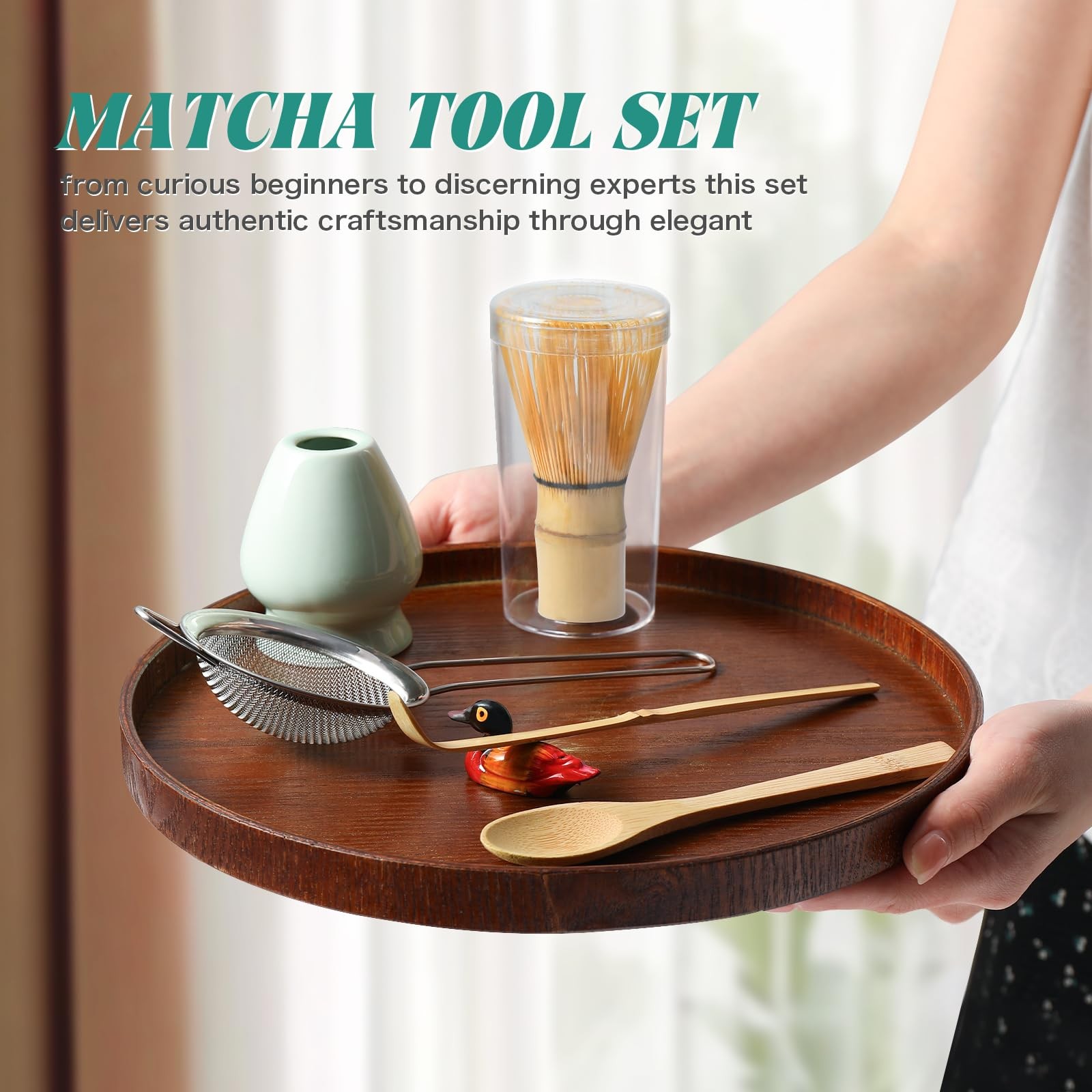 Matcha Whisk Set: Matcha Set with Bamboo Matcha Whisk and Ceramic Holder,Bamb…