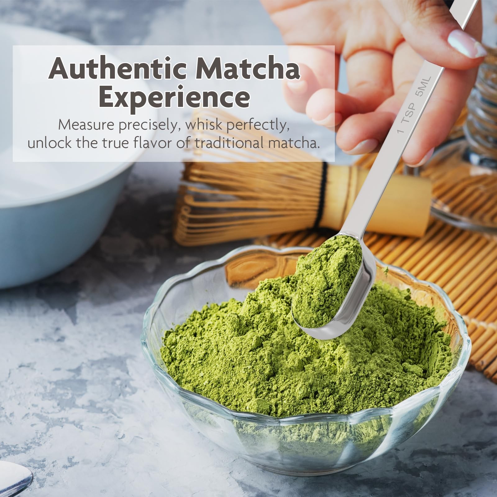 TREMENDRY 1g (1/2tsp|2.5ml) Matcha Scoop, Stainless Steel 1g(2.5ml), Silver
