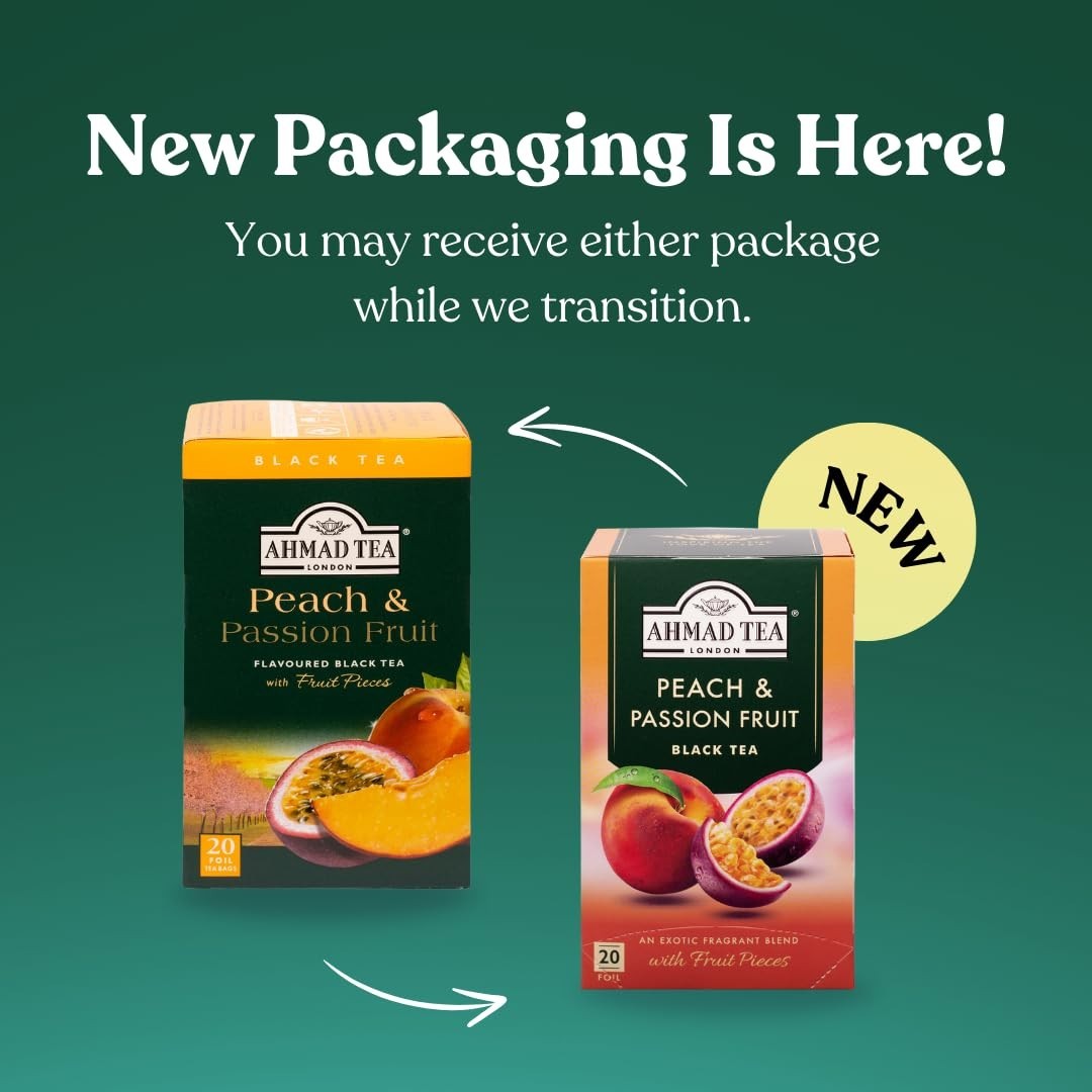 Naturally Caffeinated Peach & Passion Fruit Tea Bags – 20s Box
